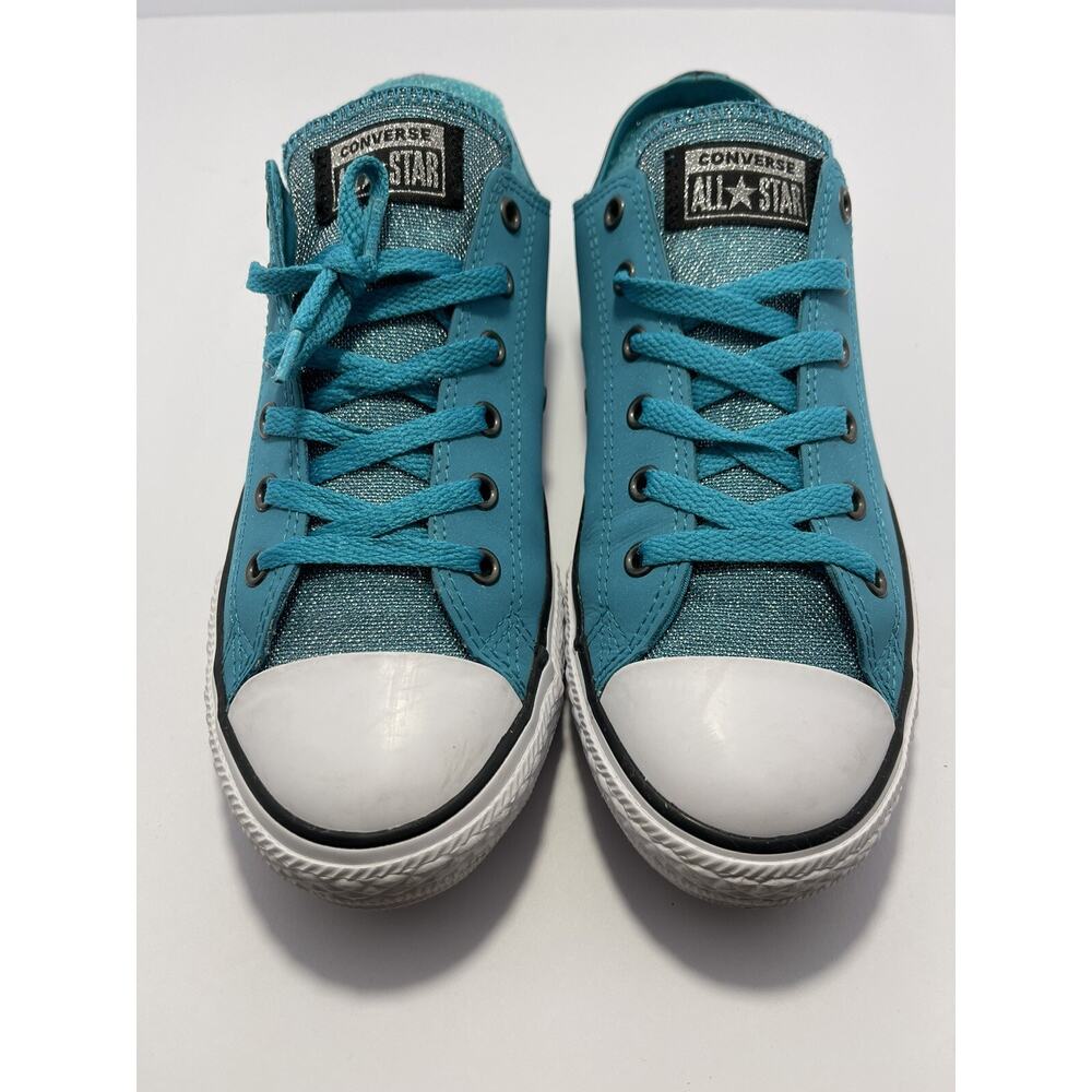 Converse All Star Teal Leather Chuck Taylors Junior Size 6 #662329c
